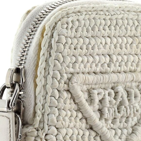 Prada Zip Phone Holder Crossbody Bag Raffia White - Picture 6 of 13
